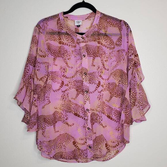 CAbi Tops - CAbi| Pink Cheetah Print Blouse, Style 5711